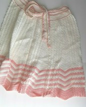 Vintage Cotton Crochet Half Apron Kitchen Handmade Pink Ivory Beautiful - £11.83 GBP