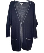 Nordstrom Women Cardigan Sweater 100% Cashmere V Neck Front Zip Pockets ... - £25.37 GBP