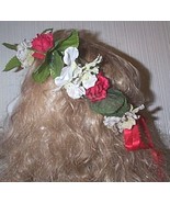 RENAISSANCE RED AND WHITE FLORAL FLOWER  CIRCLET HEADDRESS H - £11.09 GBP