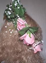 Renaissance Large Pink Rose Flower Circlet Headdress H - £11.22 GBP