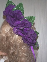 Renaissance Dark Purple Flower Circlet Headdress Hat - £11.22 GBP