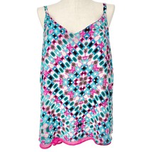 Torrid Tank Top Womens Size 3X Geometric Multicolor Print Solid Pink Underlayer - $17.82