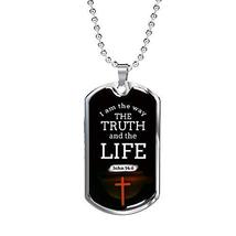 Express Your Love Gifts Christian Jesus is The Way Necklace Engraved Stainless S - £47.44 GBP