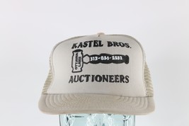 Vtg 90s Distressed Kastel Bros Auctioneers Spell Out Trucker Hat Snapback Gray - £15.65 GBP