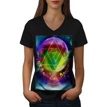 Wellcoda Psychedelic Cosmos Womens V-Neck T-shirt, Crazy Graphic Design Tee - £16.26 GBP