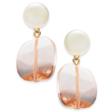 Charter Club Imitation Pearl and Stone Drop Earrings - £11.77 GBP