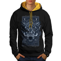 Wellcoda Hungry Blood Wolf Animal Mens Contrast Hoodie,  Casual Jumper - £31.19 GBP