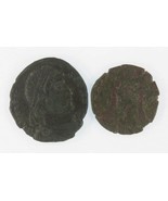 Roman Empire 2-coin Set Constantius II Victories Valens dragging Captive - $49.49