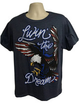 Patriotic Livin&#39; The Dream Mens Red White Blue Graphic T-Shirt XL Stretch Eagle - £11.67 GBP