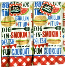 Barbecue BBQ Grilling Dish Towels Set of 2 Summer Beach 100% Cotton Cook... - £18.84 GBP