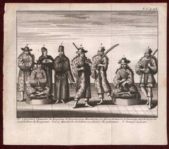 1675 Royal Officials in Tunquin Tavernier Copperplate Engraving Vietnam - £94.31 GBP