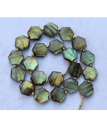 Natural 20 pieces faceted hexagonal LABRADORITE briolette beads 12.5 x 1... - £55.05 GBP