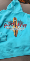 Ron Jon Surf Shop Hoodie Sweatshirt Mens S Aqua Blue Custom Surfboards Logo - £20.97 GBP