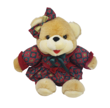 Vintage 1996 Mty International Christmas Teddy Bear Girl Stuffed Animal Plush - $37.05