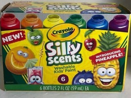 Crayola Silly Scents Paints 6 Bottles Assorted Colors with Pineapple New... - $22.36