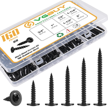 160-Pc #8 Truss Head Self-Tapping Wood Screws Kit - Black Zinc, 6 Sizes - $16.03