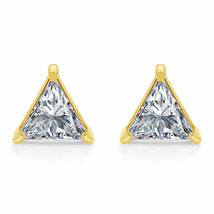 1Ct Diamond Stud Earring 14K Yellow Gold Plated Triangle Solitaire Stud Earrings - £53.06 GBP