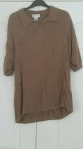 Bogari Men&#39;s Short Sleeve Beige/Tan No-Buttons Polo Shirt Italian Design XL - £12.52 GBP
