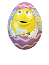 EASTER EGG TIN METAL CONTAINER  Yellow  M &amp; M Guy   Removable Lid   6&quot;  ... - $7.75