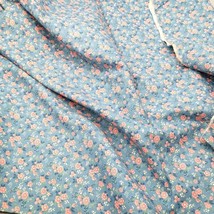 Vintage Peter Pan Fabrics Blue with Pink Flowers, Lovely Coquette Cottagecore - £25.11 GBP