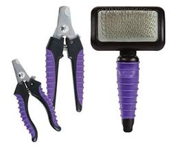 MPP 3 Piece Purple Dog Grooming Tool Kit Basic Professional Groomers Supplies Se - £27.50 GBP