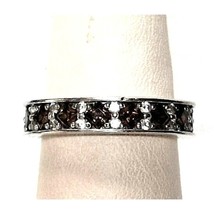 925 Sterling Silver Pink And Clear Gems ? Eternity Band Ring Size 6.75 Sky - $35.64