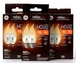 3 Boxes GE Relax LED CAM 4w HD Soft White 300 Lumens Dimmable 2 Count Bulbs - $25.99