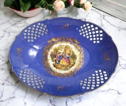 Victorian Royal Vienna Style Fragonard Love Story Courting Couple Pierced Bowl - £14.01 GBP
