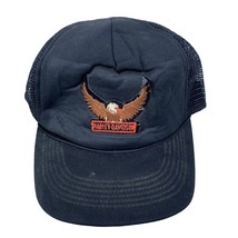 Vtg Harley Davidson Eagle Patch Snapback Mesh Trucker Hat Cap Black Broken - $29.65