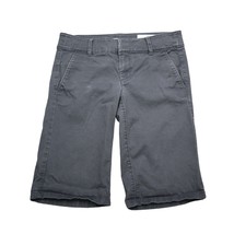 Loft Shorts Womens 0 Gray Bermuda Low Rise Stretch Slash Pocket Hook Eye Zip - $18.69