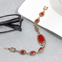 SUNSPICEMS Indian Vintage Opals Chain Bracelet For Women Antique Gold Silvet Col - £8.09 GBP