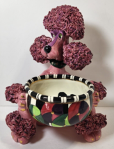 SWAK Sasha Pink Spaghetti Poodle Lynda Corneille LARGE w/ Bowl 11.5&quot; Dog Ceramic - £58.50 GBP