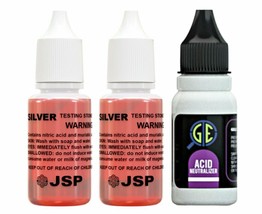 2 JSP Silver Jewelry Test Acid Testing Sterling Jewelry Solution w/ Neut... - £14.41 GBP