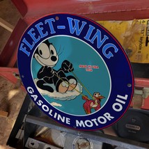 Vintage 1934 Fleet-Wing Gasoline Motor Oil Porcelain Gas &amp; Oil Pump Sign - £99.90 GBP