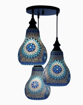 Mosaic Handmade Pendant Ceiling Hanging Light E27 – 3 lamps - £195.84 GBP