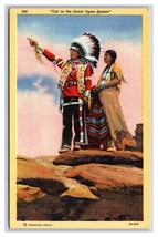 Native Americans War Bonnett Great Open Spaces Poem UNP Linen Postcard S15 - £3.01 GBP