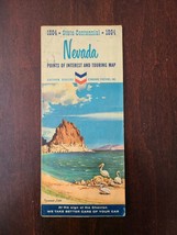 Nevada Points of Interest and Touring Map Courtesy of Chevron 1964 Cente... - $12.21
