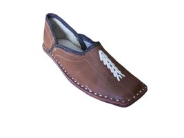 Men Shoes Jutti Indian Handmade Brown Leather Flip-Flops Mojaries Flat US 8-11 - £44.09 GBP
