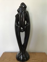 Vintage 1930s Art Deco Royal Haeger Black Glazed Man Woman Sculpture 20&quot; - £321.47 GBP