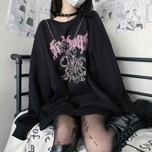 Hoodies Japanese Streetwear Women Winter Harajuku  Black Oversize Sweatshirt E G - £73.60 GBP