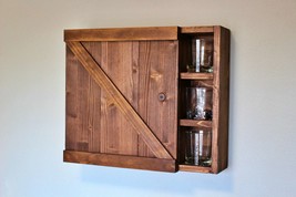 Mini Barn Door Wooden Bar Liquor Cabinet with Lock - £172.99 GBP