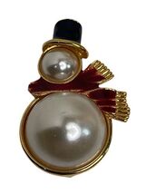 Eisenberg Ice Brooch Lapel Pin Faux Pearl Enamel Snowman Black Top Hat R... - $29.40