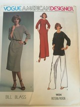 Vogue American Designer Bill Blass Sewing Pattern 1454 Top Dress Pants Vtg Sz 12 - £23.53 GBP