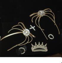 Lot of costume Jewely parts w doll beaded crown r necklace shoe decor XO letters - $11.99