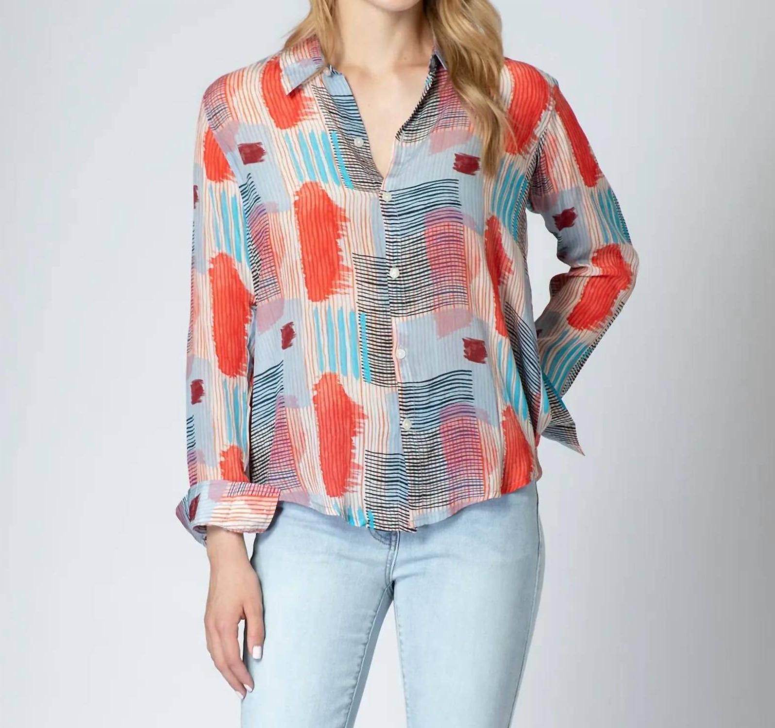 Apny Roll Sleeve Button Up Top Size L - $65.34