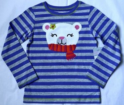 NWT Carter`s Girls Playwear Shirt Top Purple Striped with Bear Cotton 6 6X New - £10.32 GBP