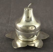 Vintage Silverplated Brass Metalware Pear HDR TEA CADDY Canister &amp; Under... - £24.60 GBP