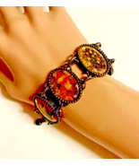 Vintage Avon Victorian Christmas Bracelet Oval Link Chain Santa Cabochon... - $275.55 MXN