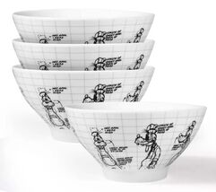 4 Disney Soup Bowl’s Goofy By Zrike Brands- Porcelain Sketchbook Cereal New - $39.55