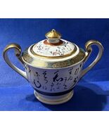 Vintage Japanese Kutani Sugar Bowl with Lid – Gold &amp; Calligraphy Porcelain - $35.05 CAD